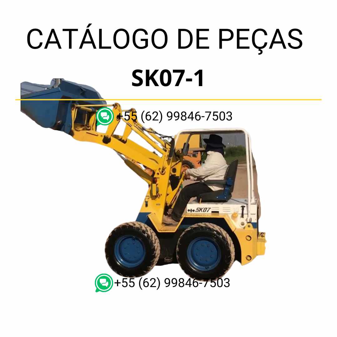 Catálogo de peças Komatsu SK07-1 em PDF para minicarregadeiras, com ilustrações técnicas e lista completa de componentes originais