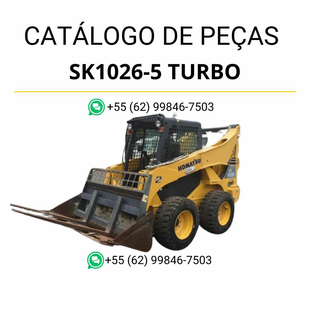 Catálogo de peças Komatsu SK1026-5 Turbo em PDF para minicarregadeiras, com diagramas técnicos e lista completa de componentes originais
