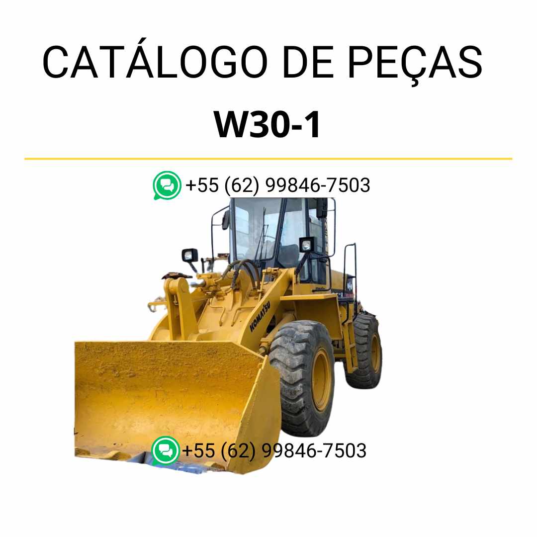 Catálogo de peças Komatsu W30-1 em PDF, com ilustrações técnicas e identificação dos componentes da carregadeira de rodas