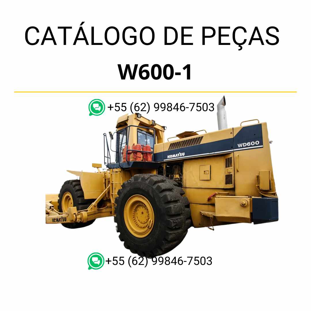 Catálogo de peças Komatsu W600-1 em PDF, com ilustrações técnicas e relação completa de componentes para tratores de rodas