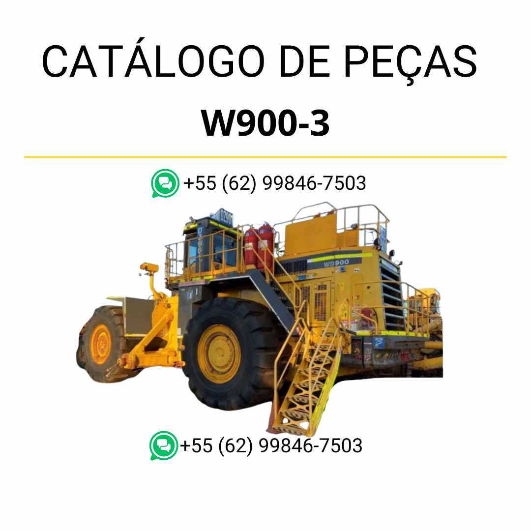 Catálogo de peças Komatsu W900-3 em PDF, com vistas explodidas e relação de componentes originais para tratores de rodas