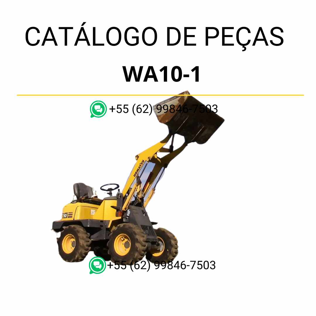 Catálogo de peças Komatsu WA10-1 em PDF com ilustrações técnicas e identificação detalhada dos componentes da carregadeira de rodas
