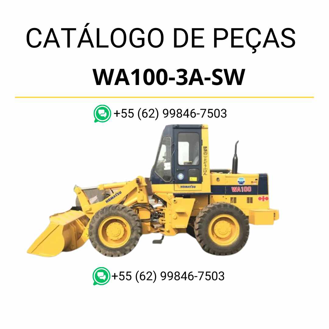 Catálogo de peças Komatsu WA100-3A-SW em PDF, com esquemas técnicos e identificação precisa dos componentes da carregadeira de rodas