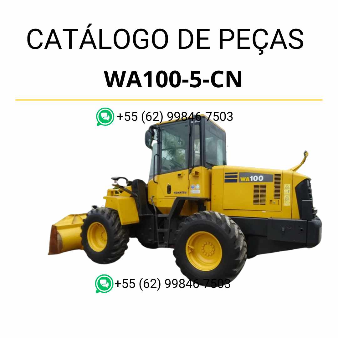 Catálogo de peças Komatsu WA100-5-CN em PDF, com ilustrações técnicas e relação completa de componentes da carregadeira de rodas