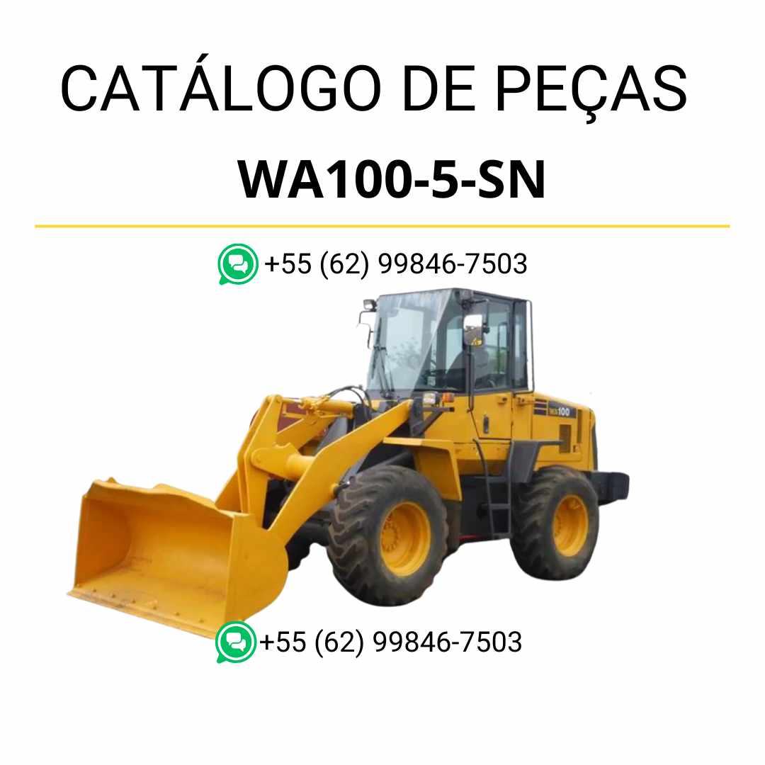 Catálogo de peças Komatsu WA100-5-SN em PDF, com vistas explodidas e lista organizada de componentes para carregadeira de rodas