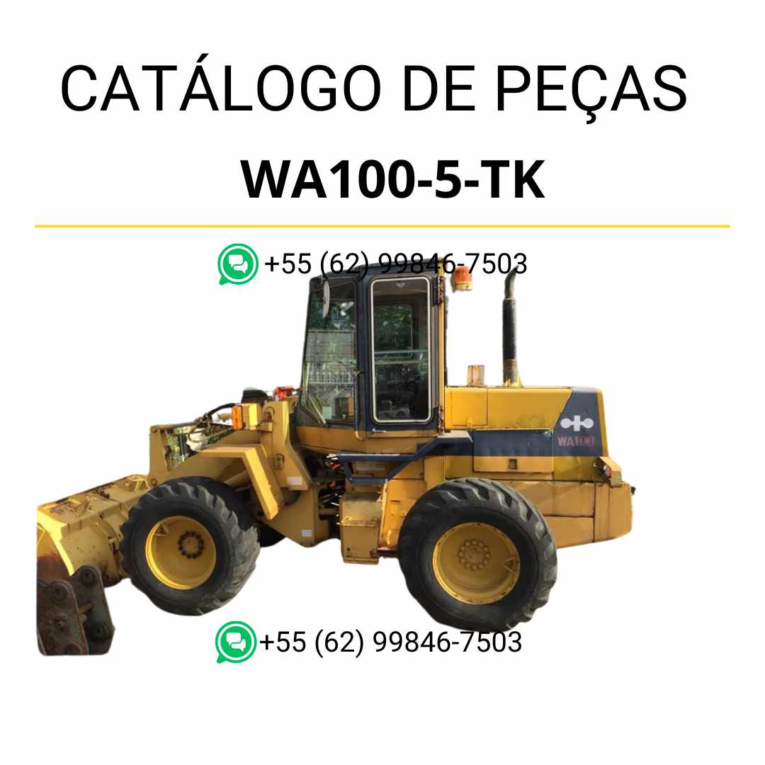 Catálogo de peças Komatsu WA100-5-TK em PDF, com ilustrações técnicas e lista detalhada de componentes para carregadeira de rodas