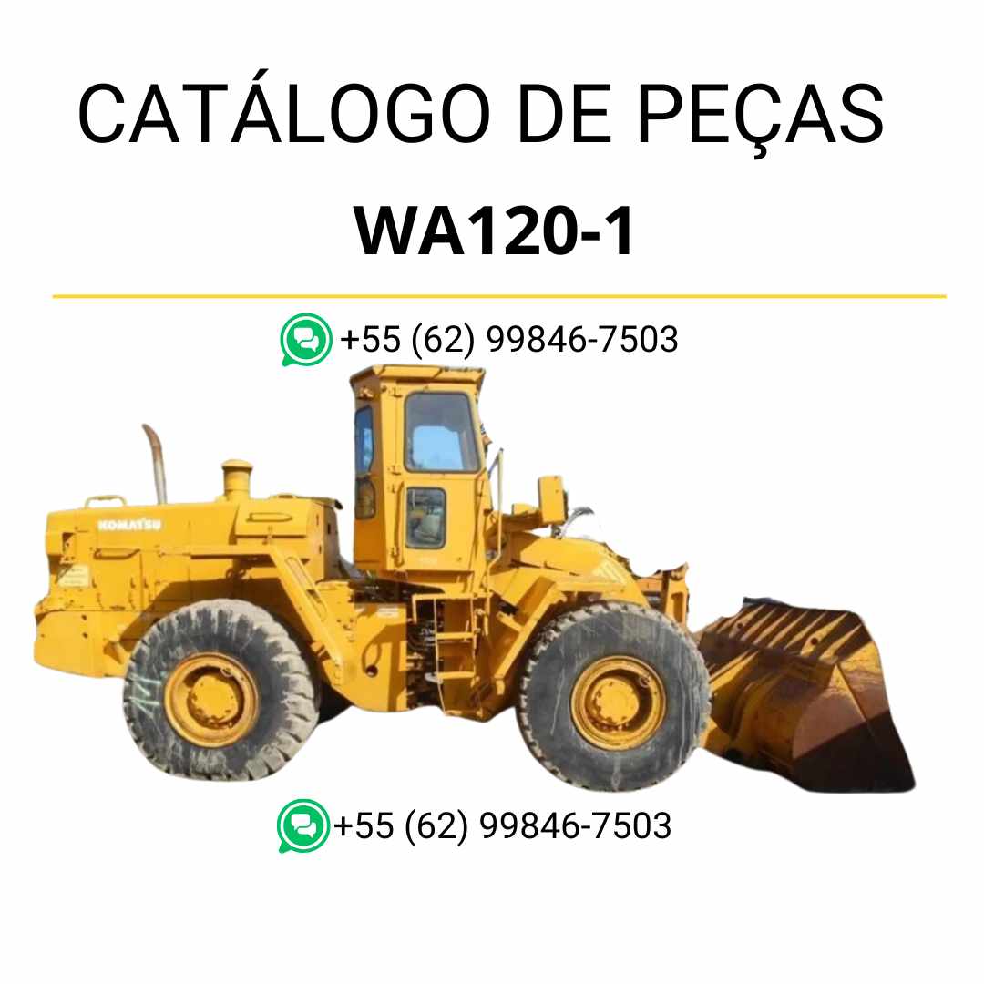 Catálogo de peças Komatsu WA120-1 em PDF com vistas explodidas e relação completa de componentes da carregadeira de rodas
