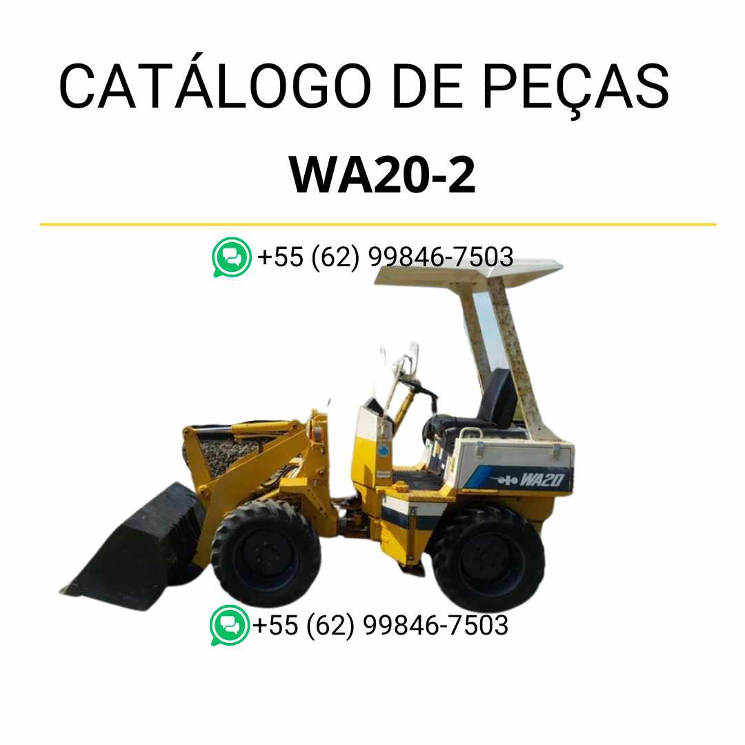 Catálogo de peças Komatsu WA20-2 em PDF com esquemas técnicos e identificação dos componentes da carregadeira de rodas