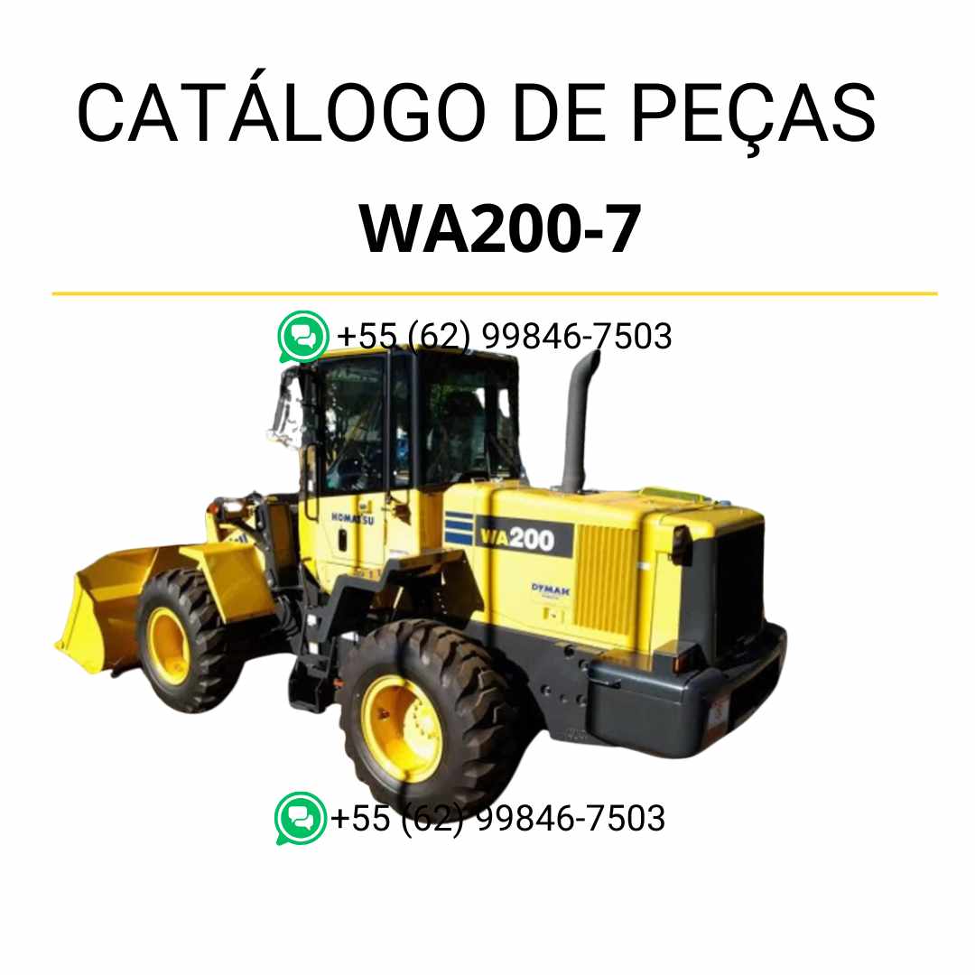 Catálogo de peças Komatsu WA200-7 em PDF com diagramas técnicos e identificação completa dos componentes da carregadeira de rodas
