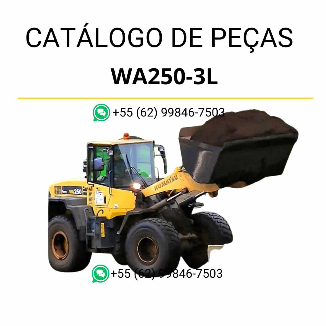 Catálogo de peças Komatsu WA250-3L em PDF com ilustrações técnicas e identificação precisa dos componentes da carregadeira de rodas