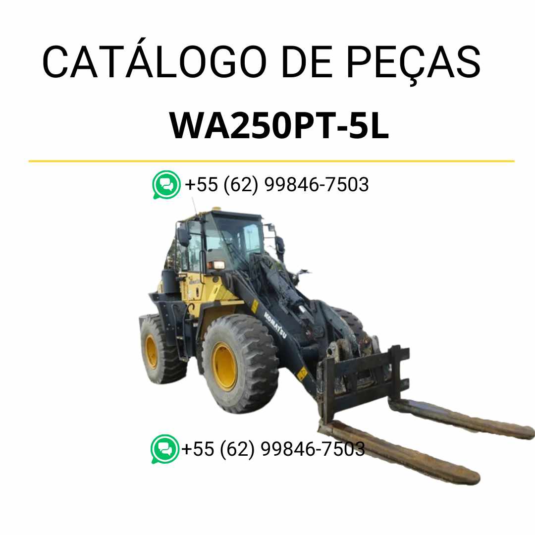 Catálogo de peças Komatsu WA250PT-5L em PDF com diagramas técnicos e relação completa dos componentes da carregadeira de rodas