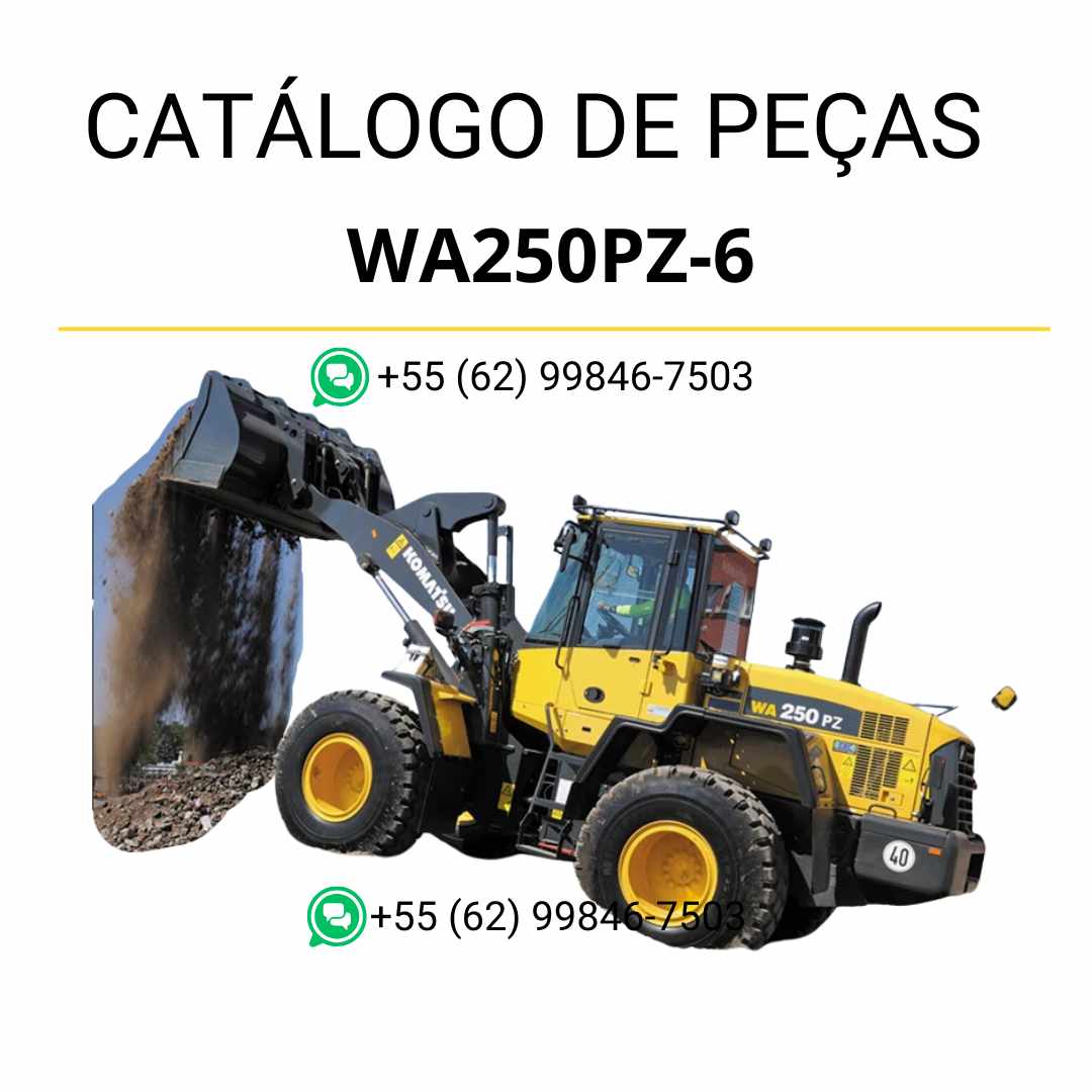 Catálogo de peças Komatsu WA250PZ-6 em PDF com diagramas técnicos e lista detalhada de componentes da carregadeira de rodas