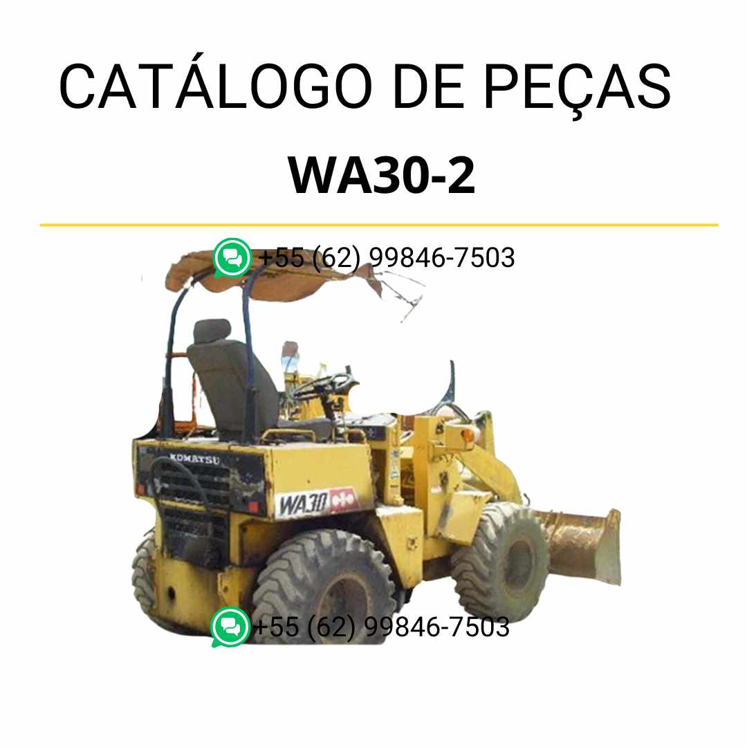 Catálogo de peças Komatsu WA30-2 em PDF com vistas explodidas e identificação precisa dos componentes da carregadeira de rodas