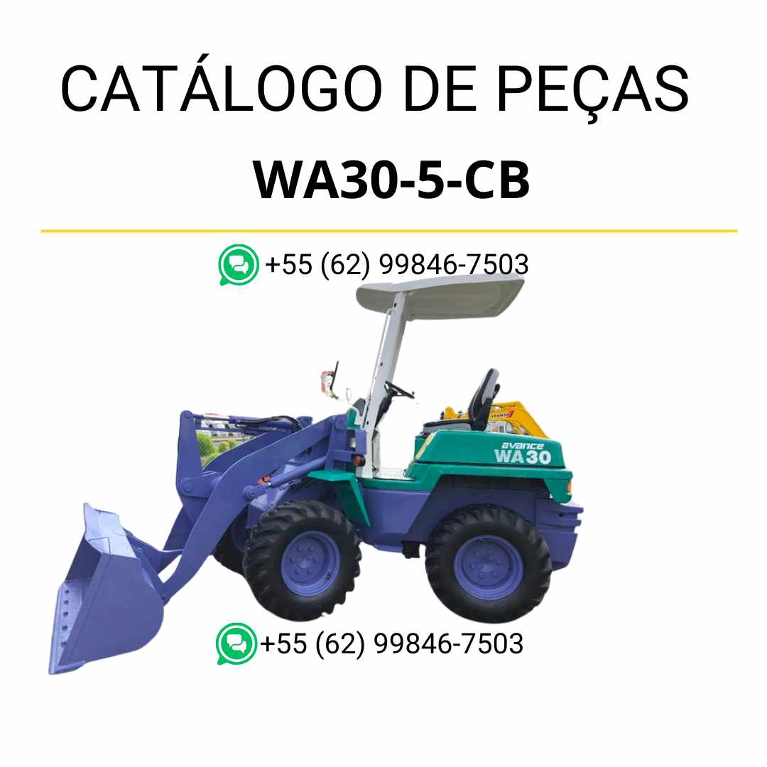 Catálogo de peças Komatsu WA30-5-CB em PDF com esquemas detalhados e lista completa de componentes originais da carregadeira de rodas