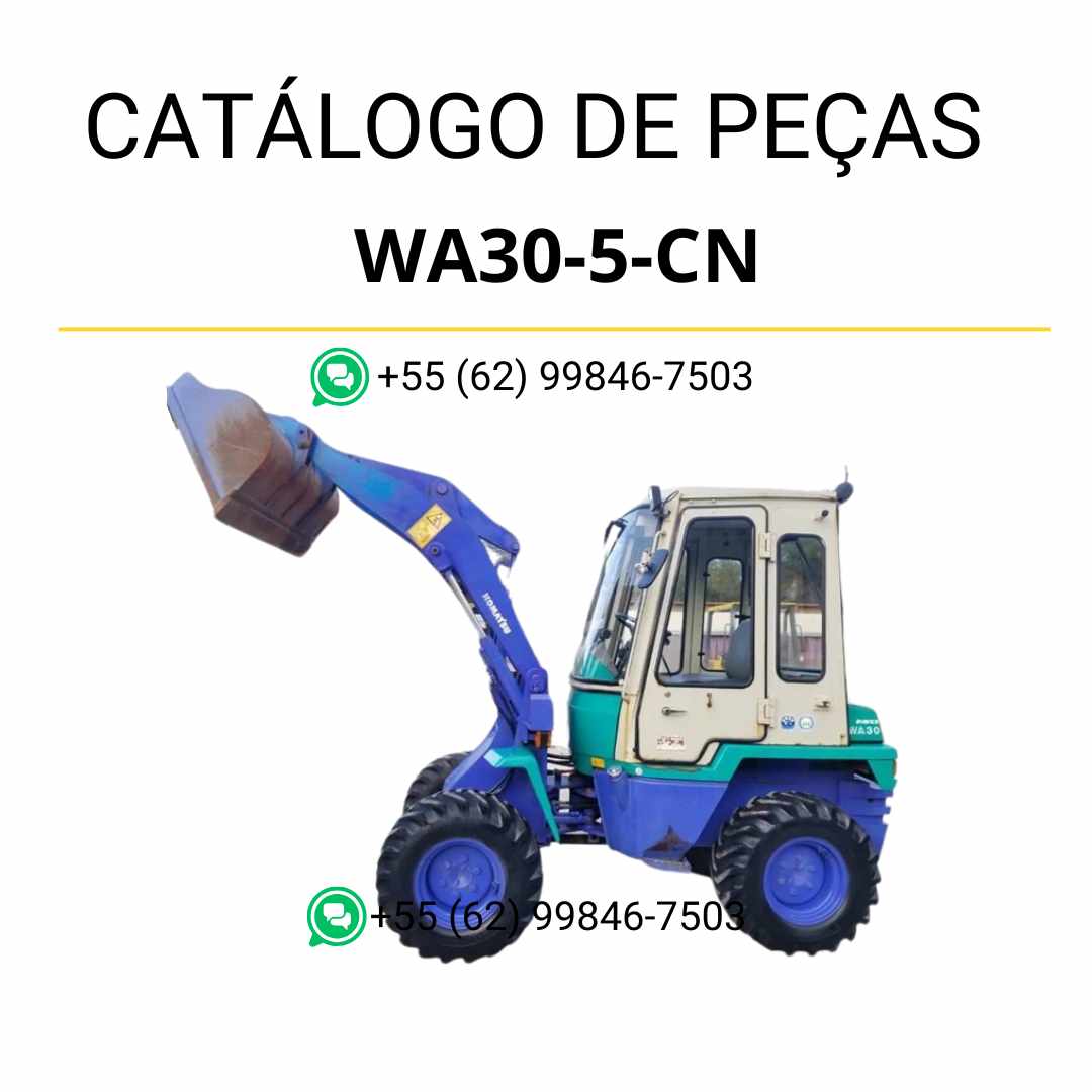 Catálogo de peças Komatsu WA30-5-CN em PDF com ilustrações técnicas detalhadas e identificação completa dos componentes da carregadeira de rodas