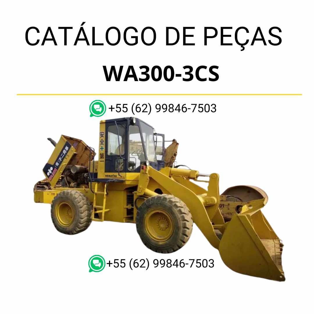 Catálogo de peças Komatsu WA300-3CS em PDF com vistas explodidas e identificação dos conjuntos mecânicos da carregadeira de rodas