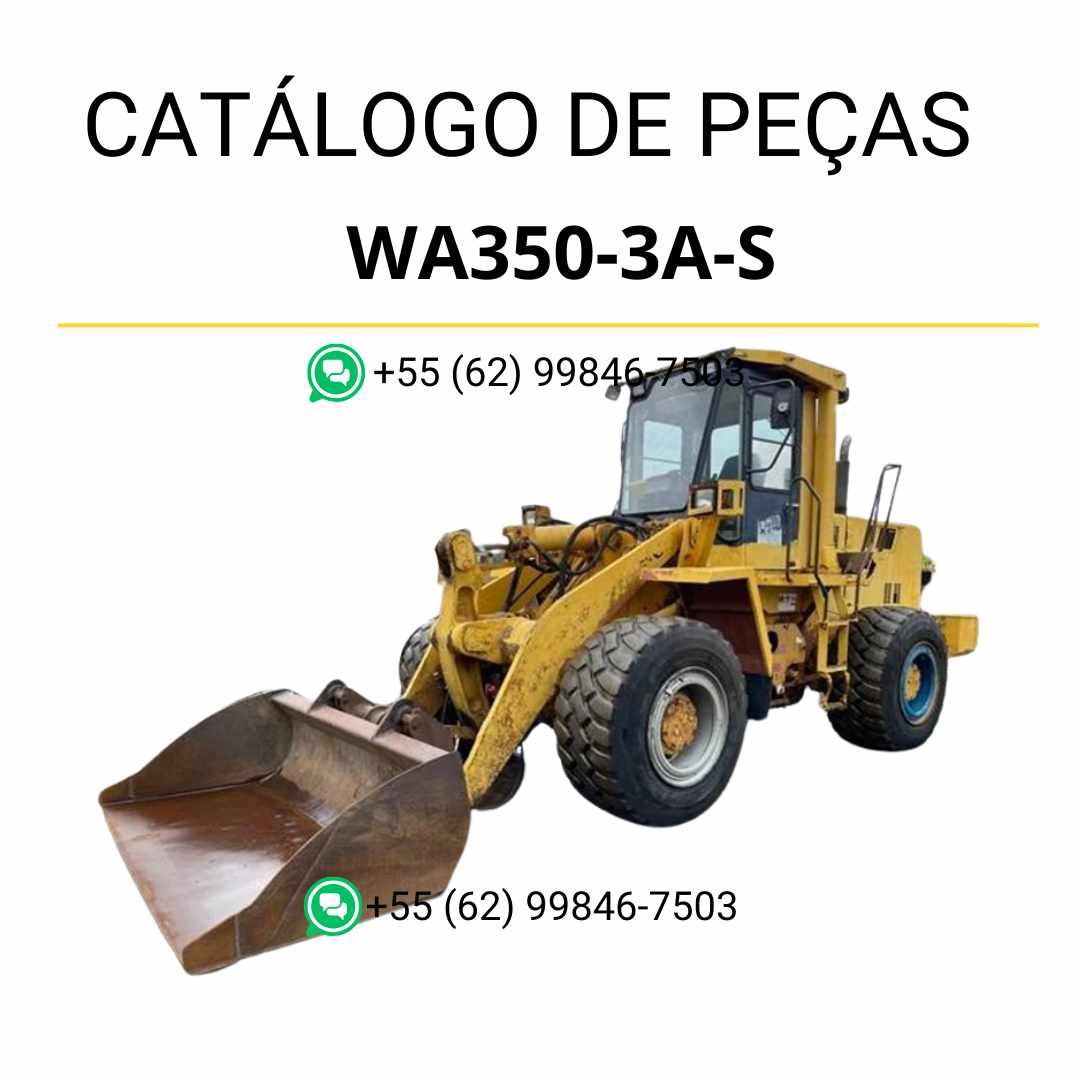 Catálogo de peças Komatsu WA350-3A-S em PDF, com diagramas técnicos e identificação completa dos conjuntos da carregadeira de rodas.