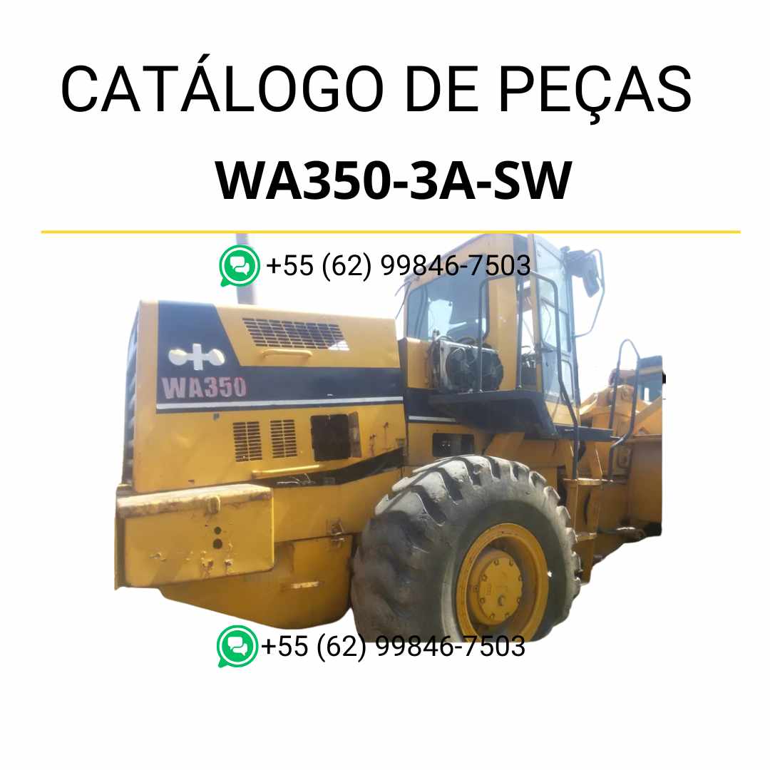 Catálogo de peças Komatsu WA350-3A-SW em PDF, trazendo ilustrações técnicas e identificação detalhada dos componentes da carregadeira de rodas.