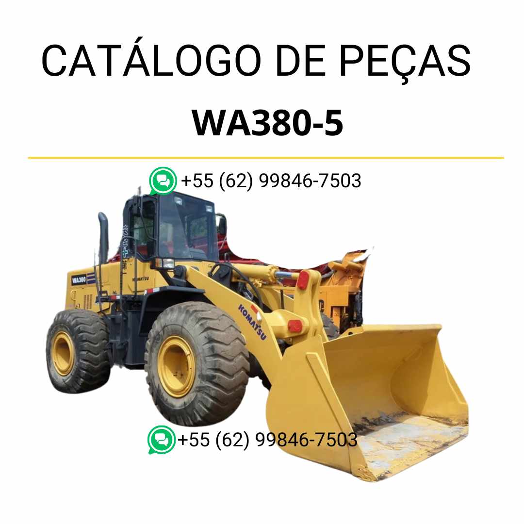 xCatálogo de peças Komatsu WA380-5 em PDF, trazendo diagramas detalhados e identificação completa dos conjuntos da carregadeira de rodas.