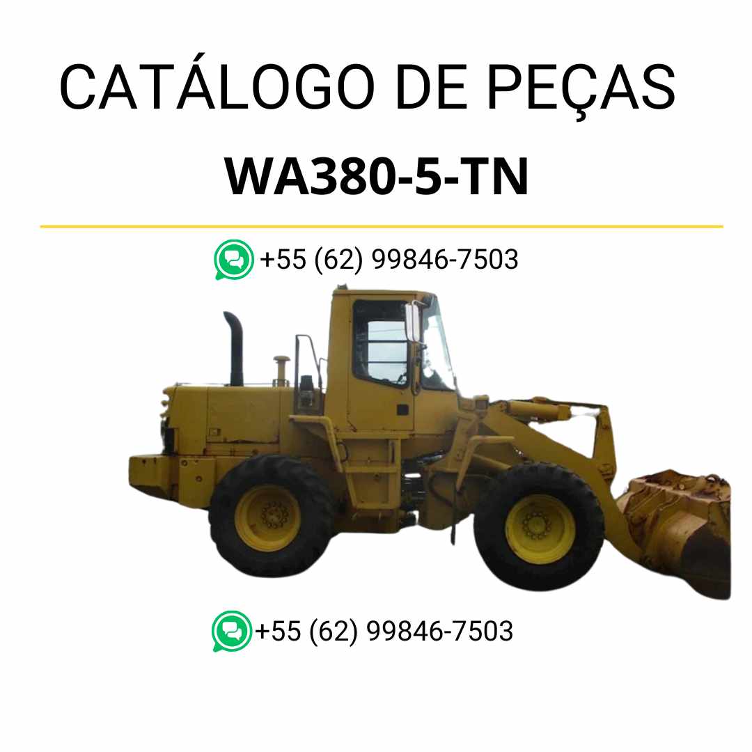 Catálogo de peças Komatsu WA380-5-TN em PDF, trazendo diagramas claros e detalhamento completo dos sistemas da carregadeira de rodas.