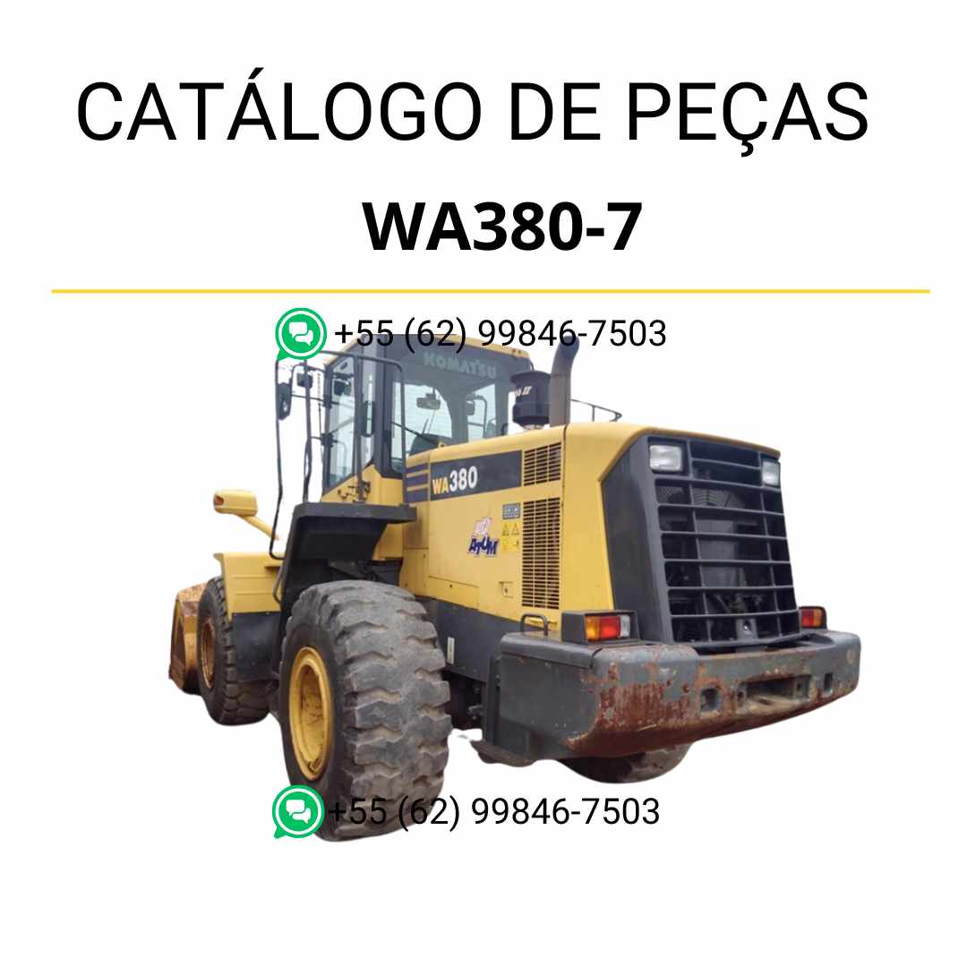 Catálogo de peças Komatsu WA380-7 em PDF, trazendo diagramas detalhados e lista completa de componentes da carregadeira de rodas.