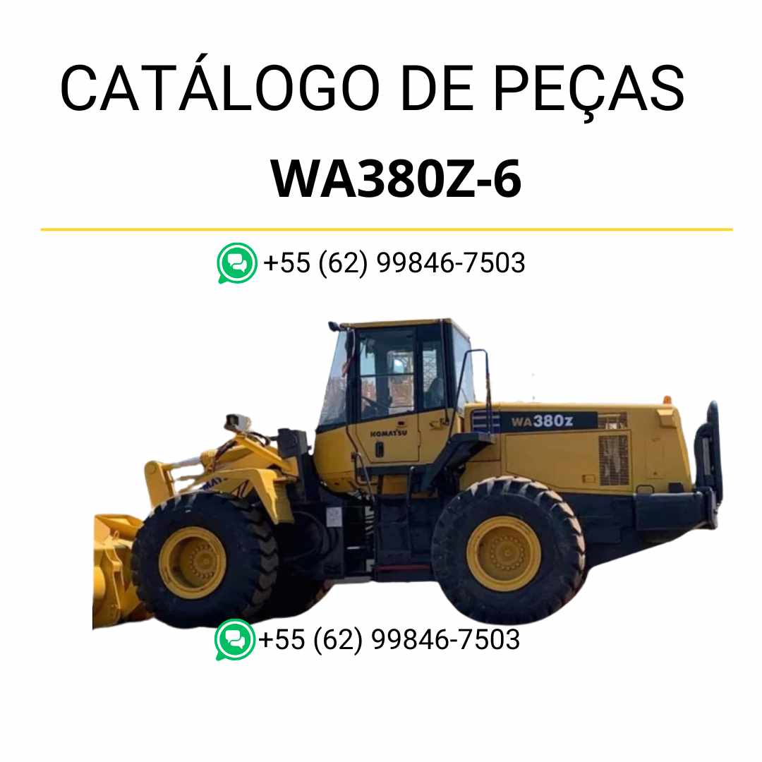 Catálogo de peças Komatsu WA380Z-6 em PDF, trazendo ilustrações técnicas e identificação completa dos componentes da carregadeira de rodas.