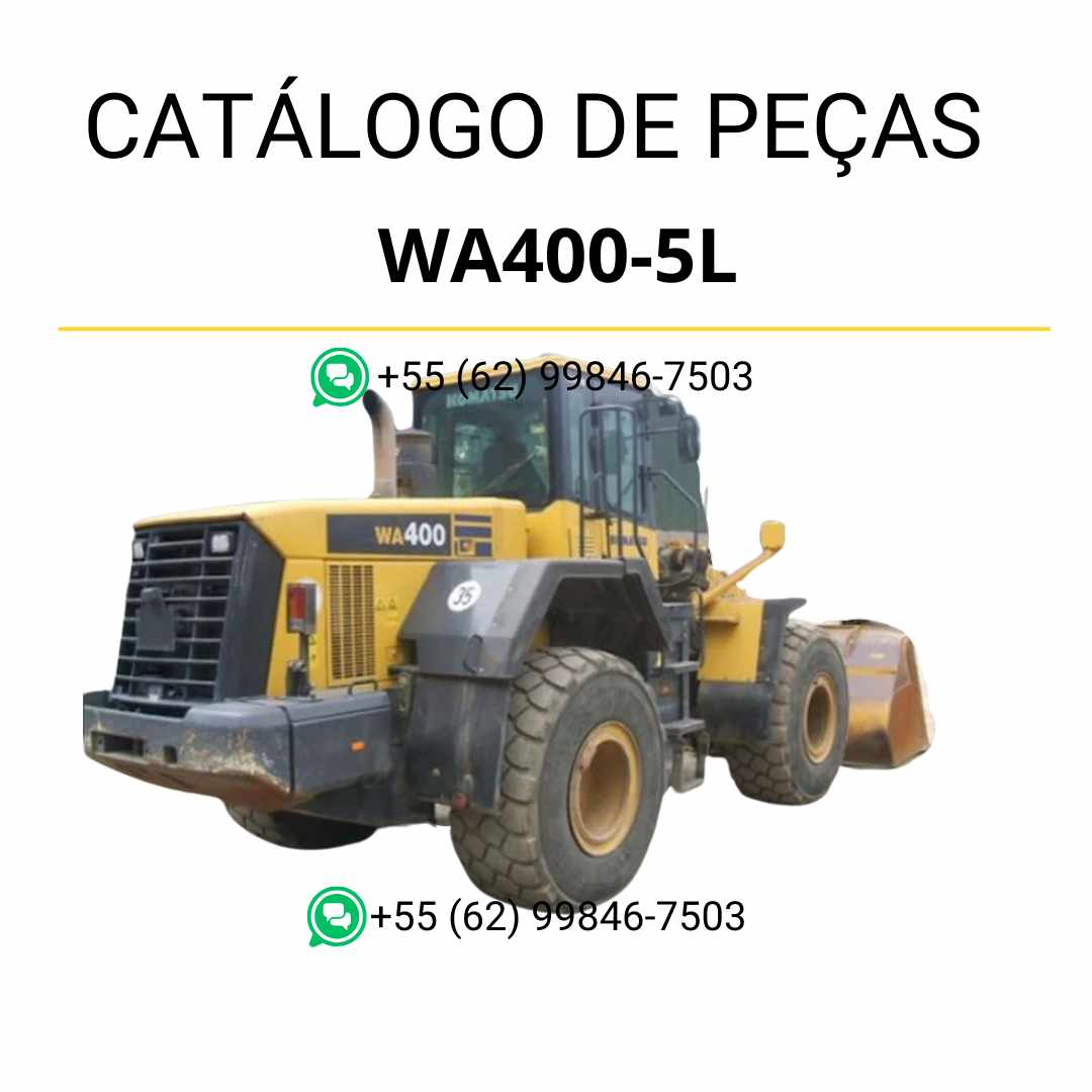 Catálogo de peças Komatsu WA400-5L em PDF, com diagramas detalhados e identificação completa de componentes para carregadeiras de rodas.