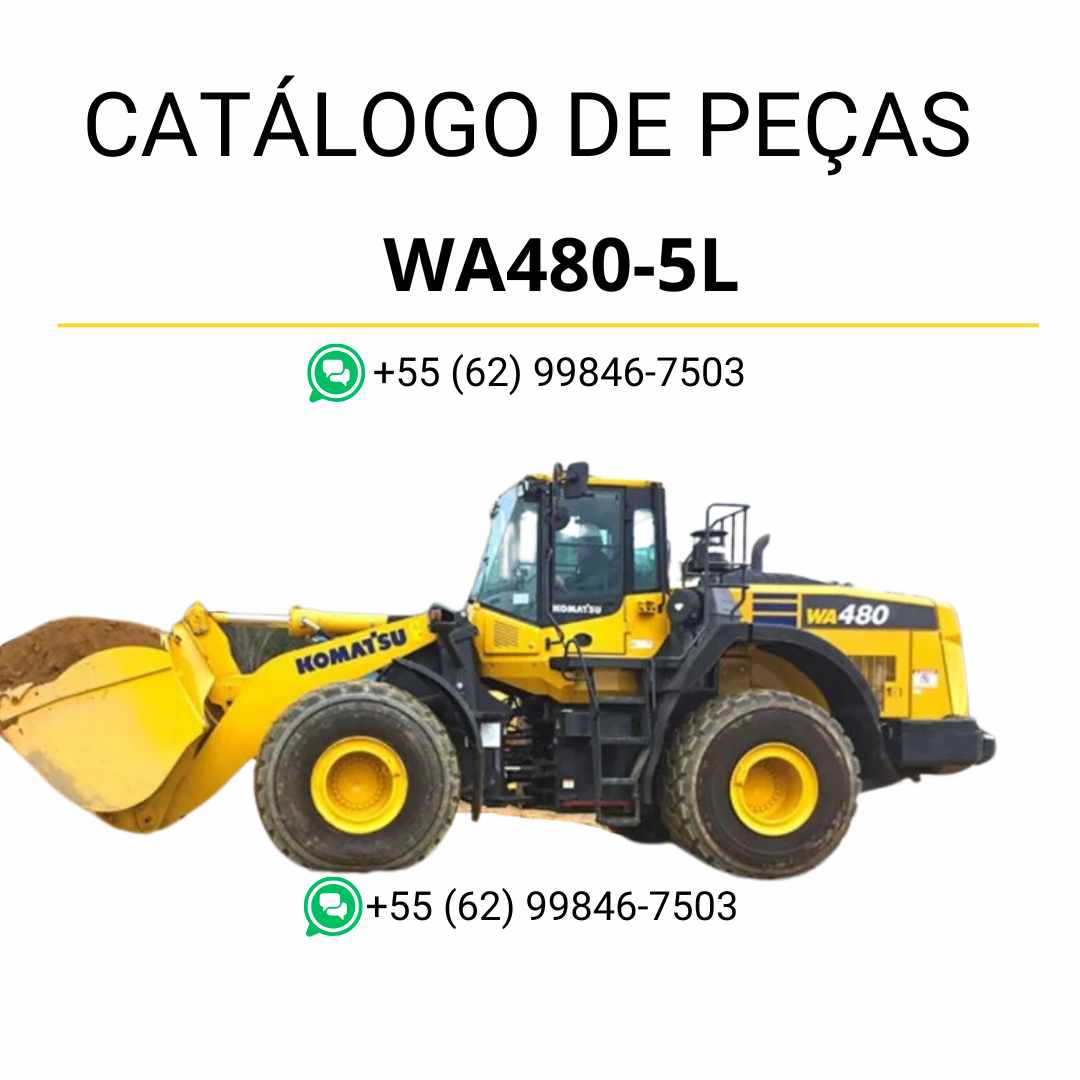 Catálogo de peças Komatsu WA480-5L em PDF com diagramas técnicos e relação completa de componentes da carregadeira de rodas.