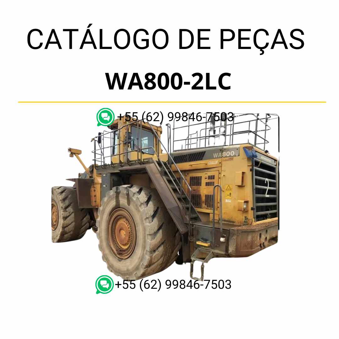 Catálogo de peças Komatsu WA800-2LC em PDF com ilustrações técnicas e lista completa de componentes da carregadeira de rodas.
