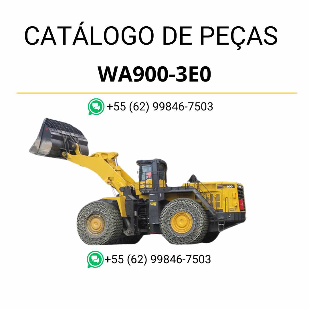 Catálogo de peças Komatsu WA900-3E0 em PDF, contendo diagramas completos e identificação técnica dos componentes da carregadeira de rodas.
