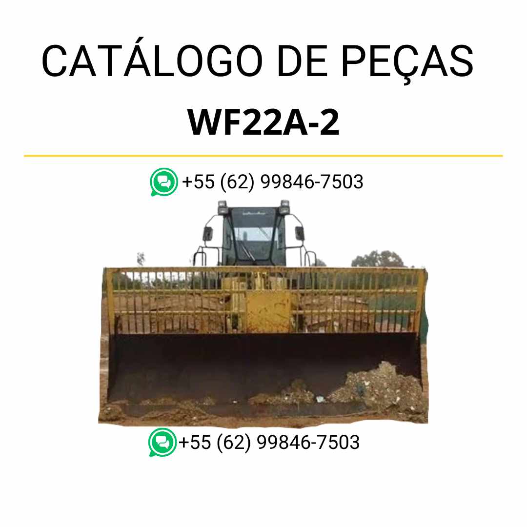 Catálogo de peças Komatsu WF22A-2 em PDF, com esquemas técnicos e identificação organizada de componentes do compactador e carregador
