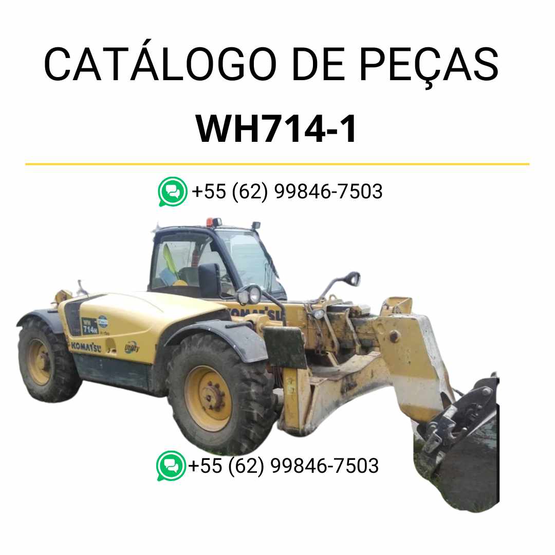 Catálogo de peças Komatsu WH714-1 em PDF com diagramas técnicos e identificação organizada dos conjuntos do manipulador telescópico.