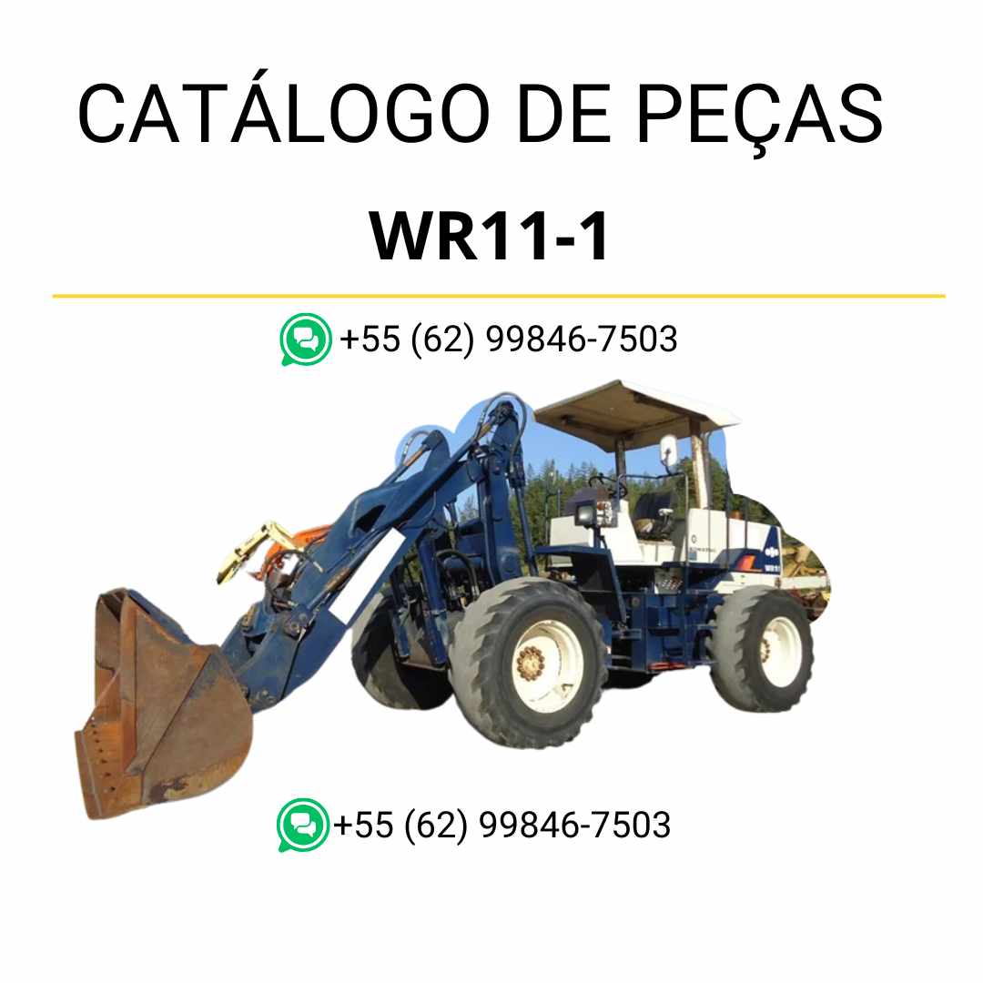 Catálogo de peças Komatsu WR11-1 em PDF, apresentando diagramas detalhados e identificação técnica dos componentes da carregadeira de rodas