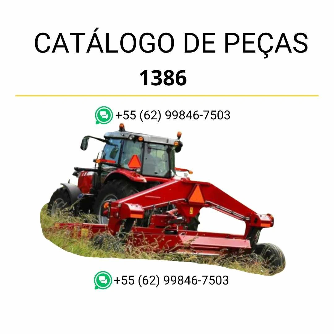 Catálogo de peças Massey Ferguson 1386 cortadora rotativa em PDF, com ilustrações técnicas e identificação detalhada dos componentes e subconjuntos.