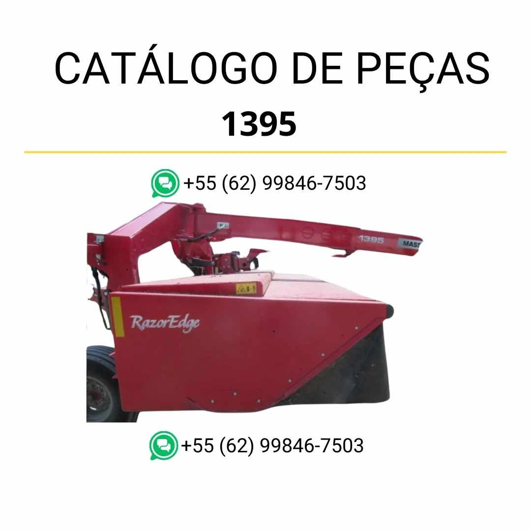 Catálogo de peças Massey Ferguson 1395 cortadora rotativa em PDF, com ilustrações técnicas e identificação detalhada dos componentes de cada conjunto.