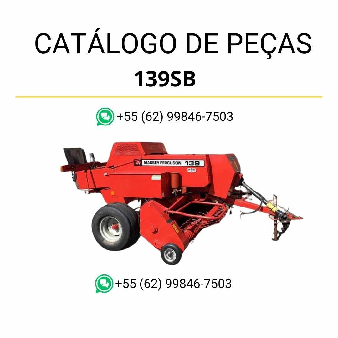 Catálogo de peças Massey Ferguson 139SB enfardadora retangular em PDF, com diagramas técnicos e identificação completa dos componentes mecânicos.
