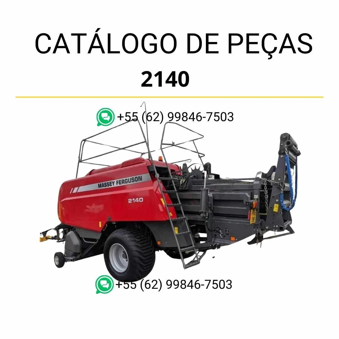 Catálogo de peças Massey Ferguson 2140 enfardadeira em PDF, com vistas explodidas e descrição detalhada dos componentes para manutenção.