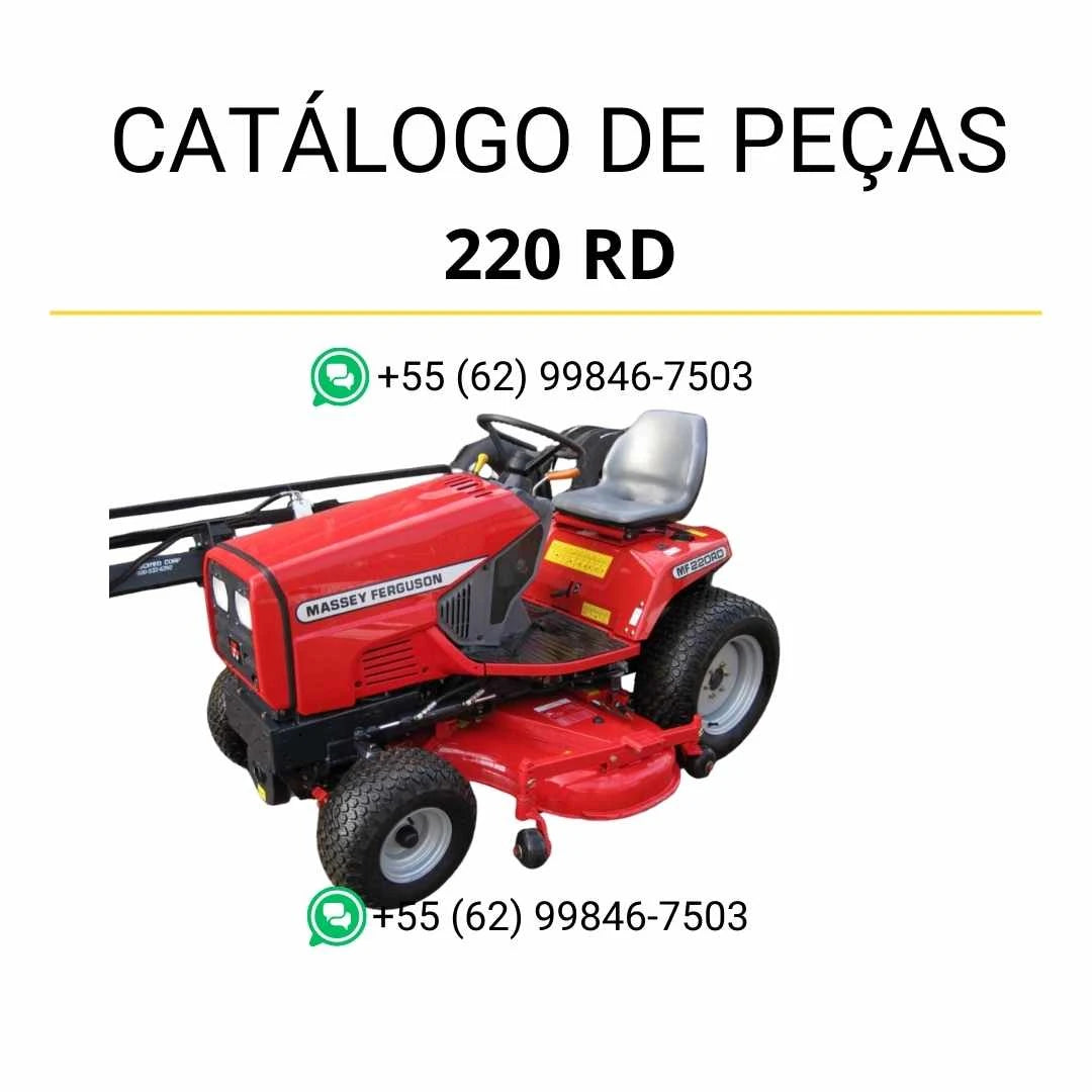 Catálogo de peças Massey Ferguson 220 RD diesel cortador em PDF, com diagramas técnicos detalhados e identificação completa dos componentes mecânicos.