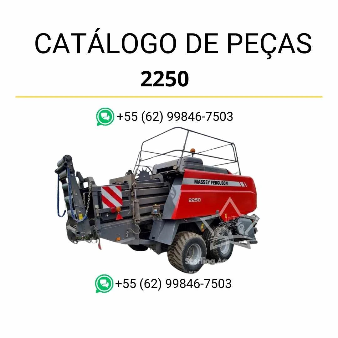Catálogo de peças Massey Ferguson 2250 enfardadeira em PDF, com lista de componentes originais e diagramas detalhados para manutenção.