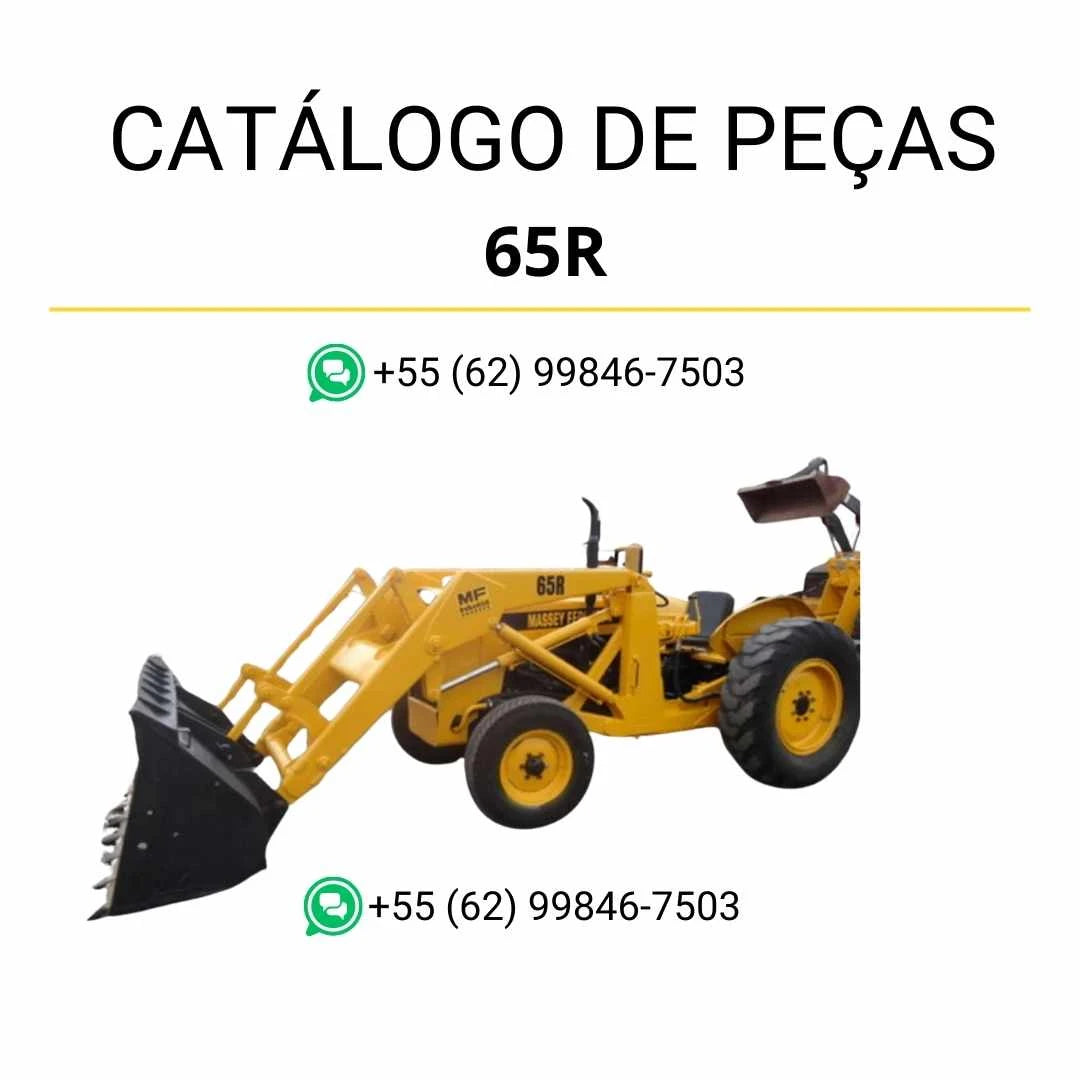 Catálogo de peças PDF Massey Ferguson 65R para retroescavadeira, trazendo diagramas técnicos e identificação completa dos componentes originais.