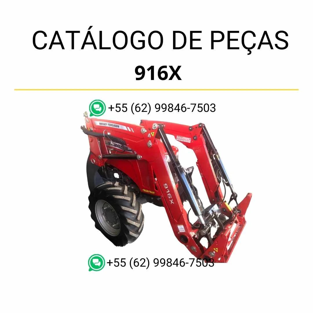Catálogo de peças Massey Ferguson 916X em PDF com ilustrações técnicas e detalhamento dos componentes do carregador
