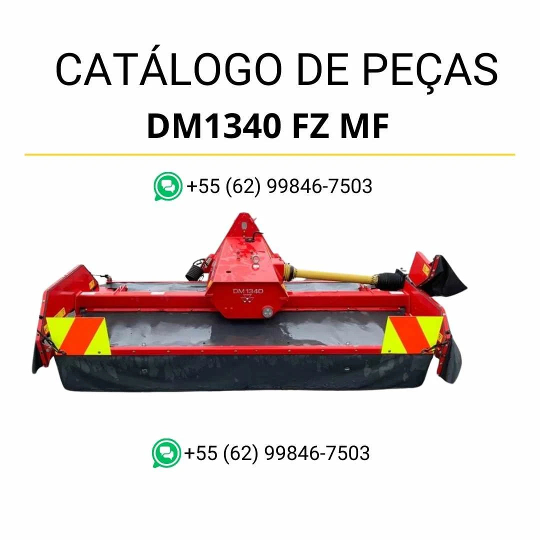 Catálogo de peças Massey Ferguson DM1340 FZ MF AHW em PDF, com esquemas técnicos e lista detalhada dos componentes da cortadora