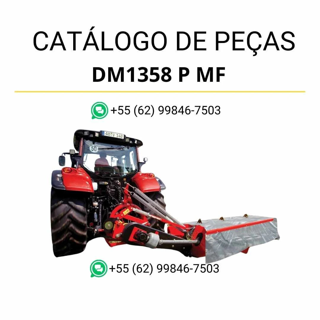 Catálogo de peças Massey Ferguson DM1358 P MF HSA em PDF, com listas de componentes e ilustrações técnicas da cortadora