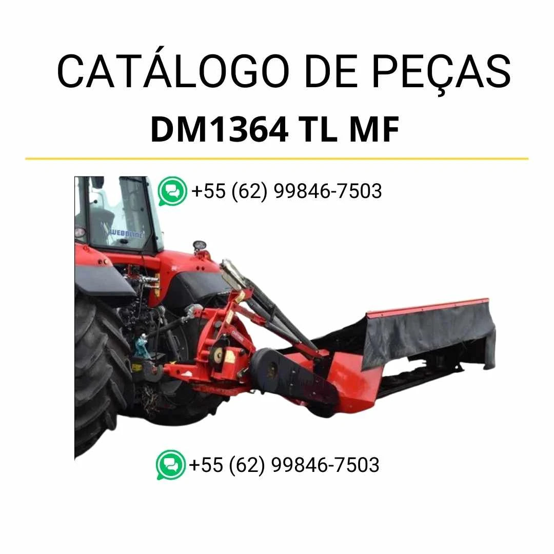 Catálogo de peças Massey Ferguson DM1364 TL MF AAM em PDF, trazendo ilustrações técnicas e identificação completa dos componentes da cortadora