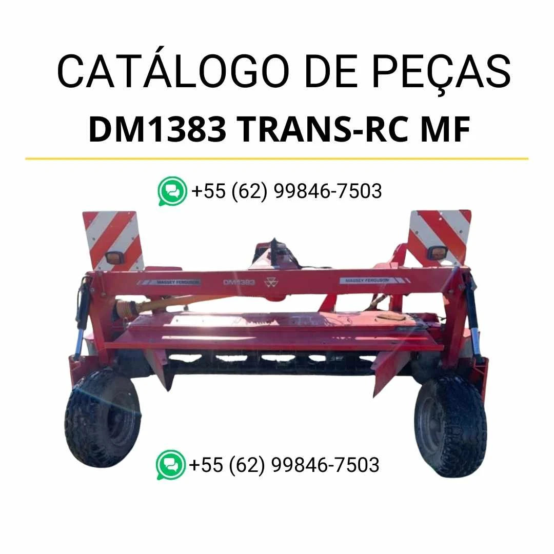 Catálogo de peças Massey Ferguson DM1383 TRANS-RC em PDF, com ilustrações técnicas detalhadas e identificação completa dos componentes da cortadora