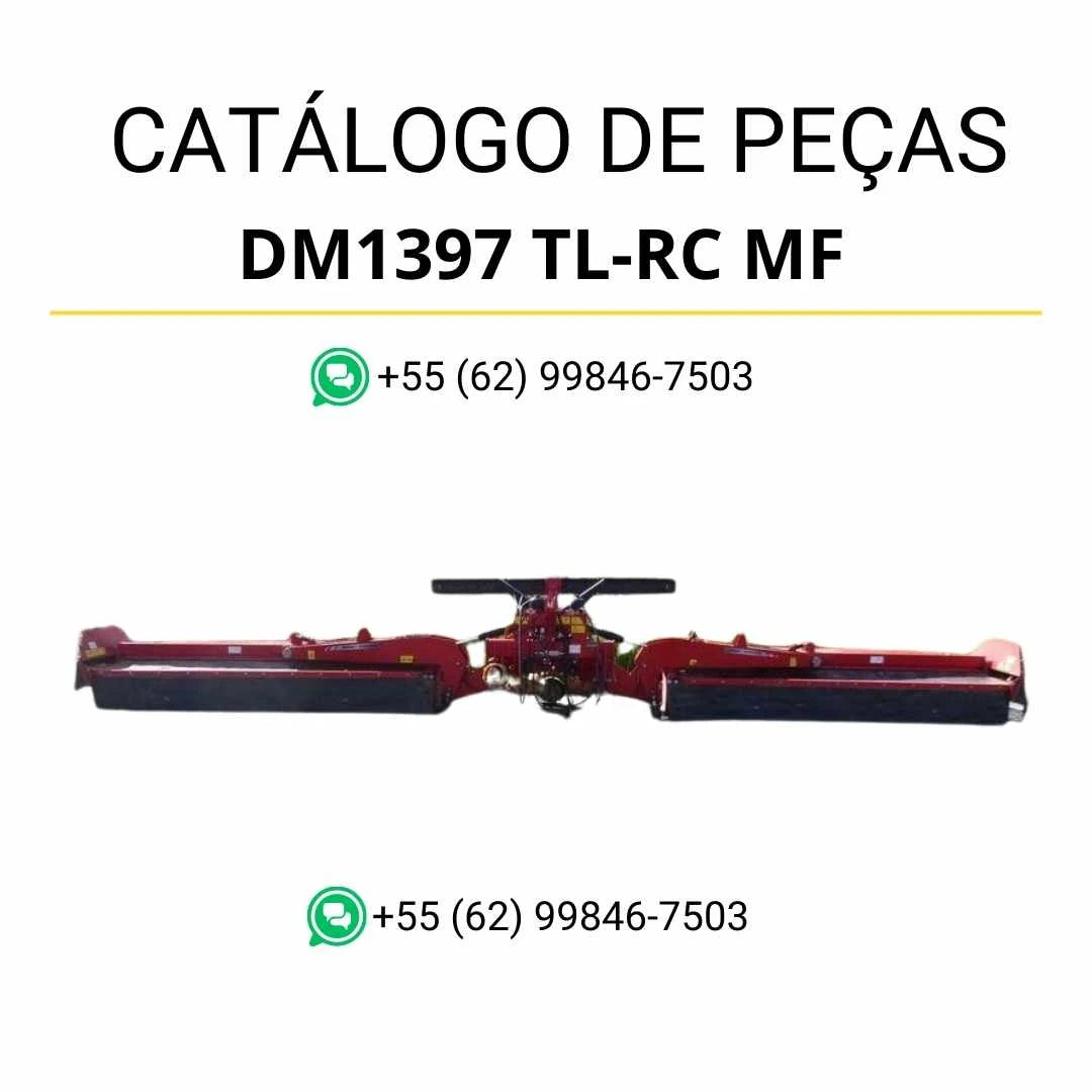 Catálogo de peças Massey Ferguson DM1397 TL-RC MF AAT em PDF, com ilustrações técnicas detalhadas e identificação completa dos componentes da cortadora