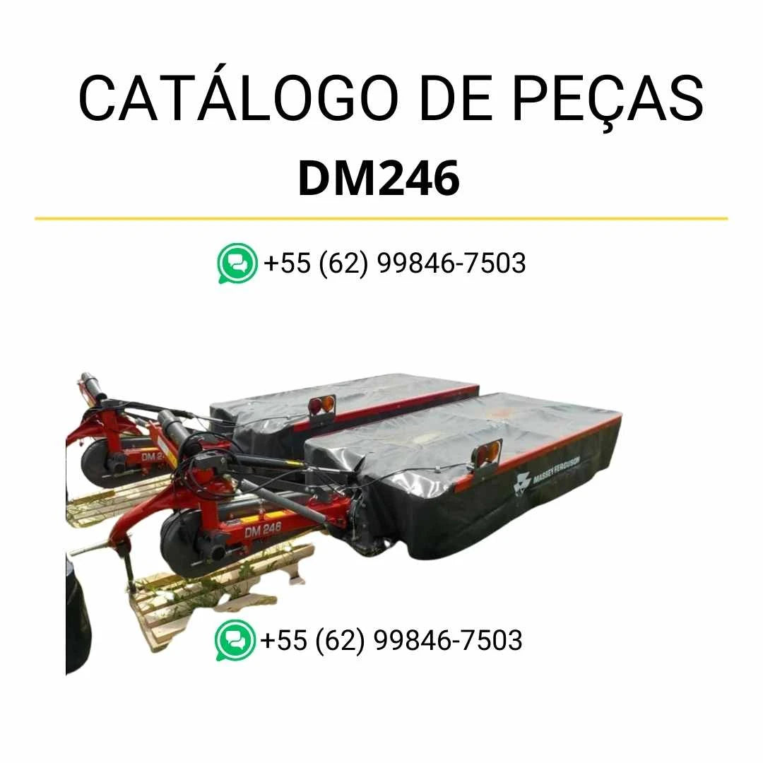 Catálogo de peças Massey Ferguson DM246 MF AHN em PDF com ilustrações técnicas detalhadas e identificação completa dos componentes da cortadora