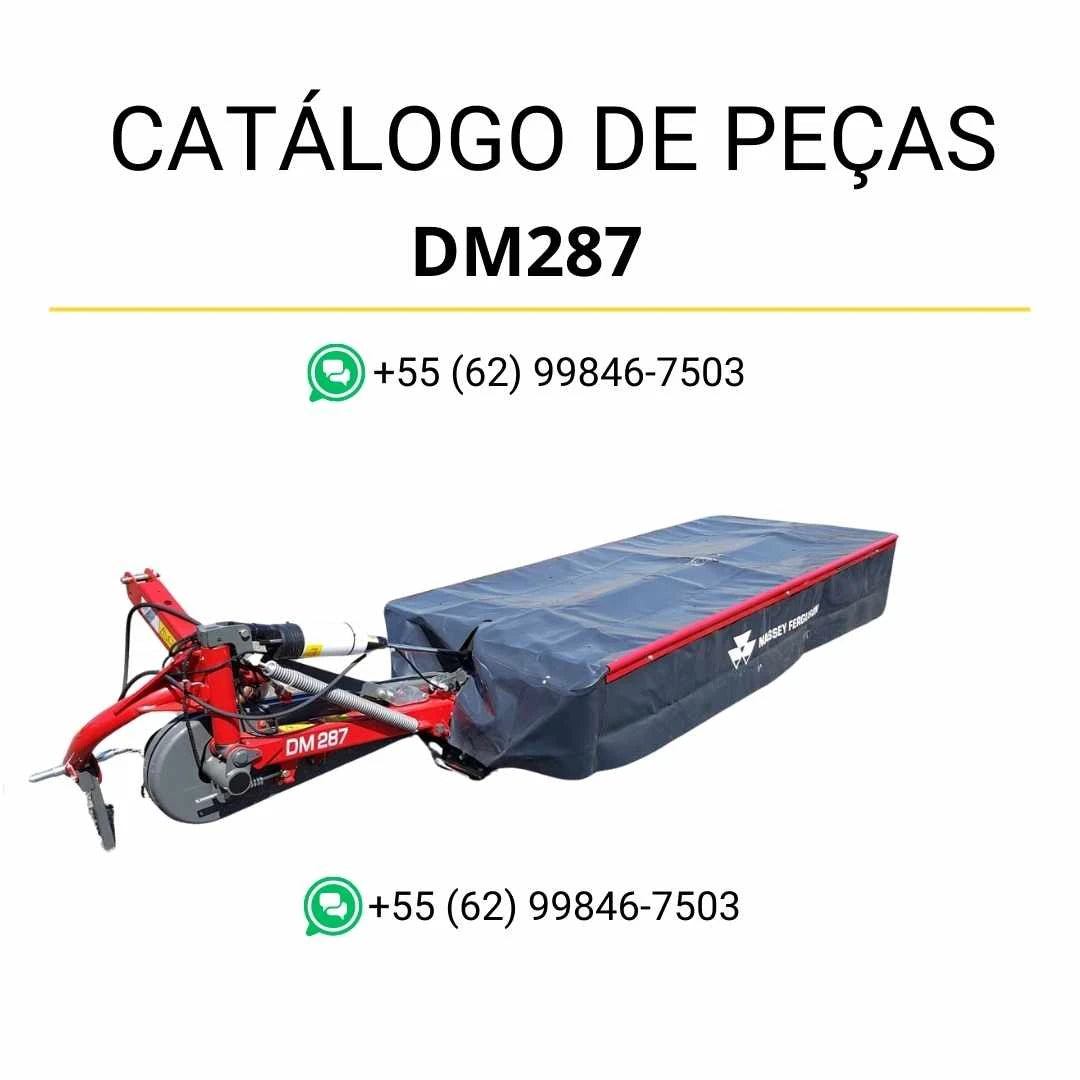 Catálogo de peças Massey Ferguson DM287 HRA em PDF, com diagramas detalhados e identificação completa dos componentes da cortadora