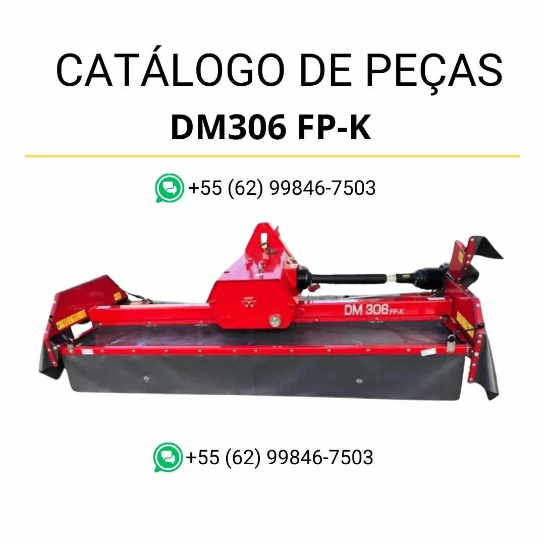Catálogo de peças Massey Ferguson DM306 FP-K MF AKY em PDF, com diagramas ilustrados e identificação técnica completa dos componentes da cortadora