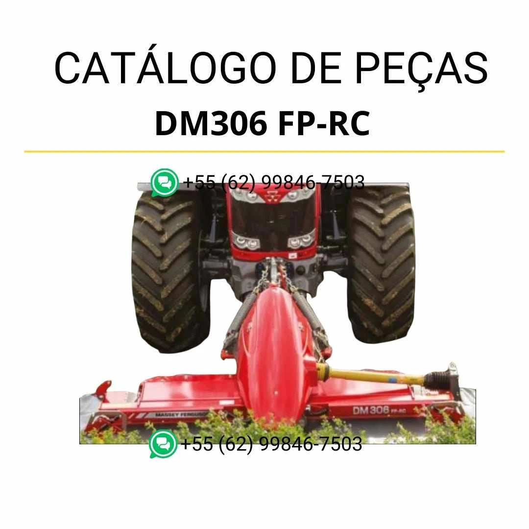 Catálogo de peças Massey Ferguson DM306 FP-RC MF AHT em PDF, com diagramas ilustrados e identificação completa dos componentes da cortadora